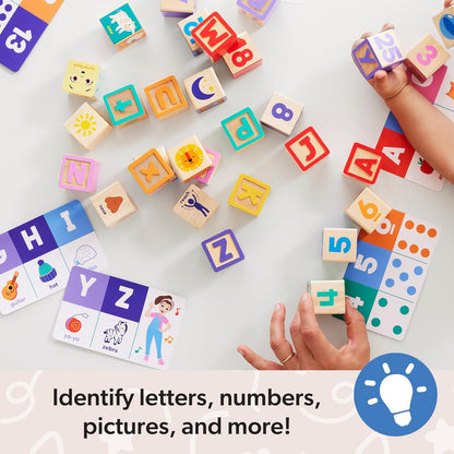 Melissa & Doug Ms. Rachel Letter, Number, and Game Wooden Learning Blocks with Activity Cards for Girls and Boys Toddlers Ages 18 Months