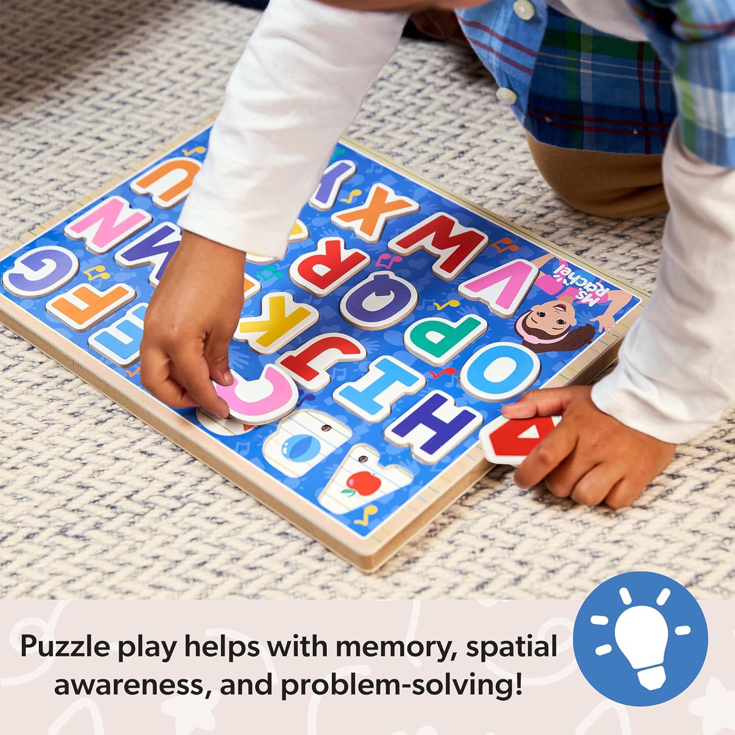 Melissa & Doug Ms Rachel Wooden Phonics Alphabet Sound Puzzle, 24-Piece Toddler Toys for Boys and Girls Ages 2+ Years