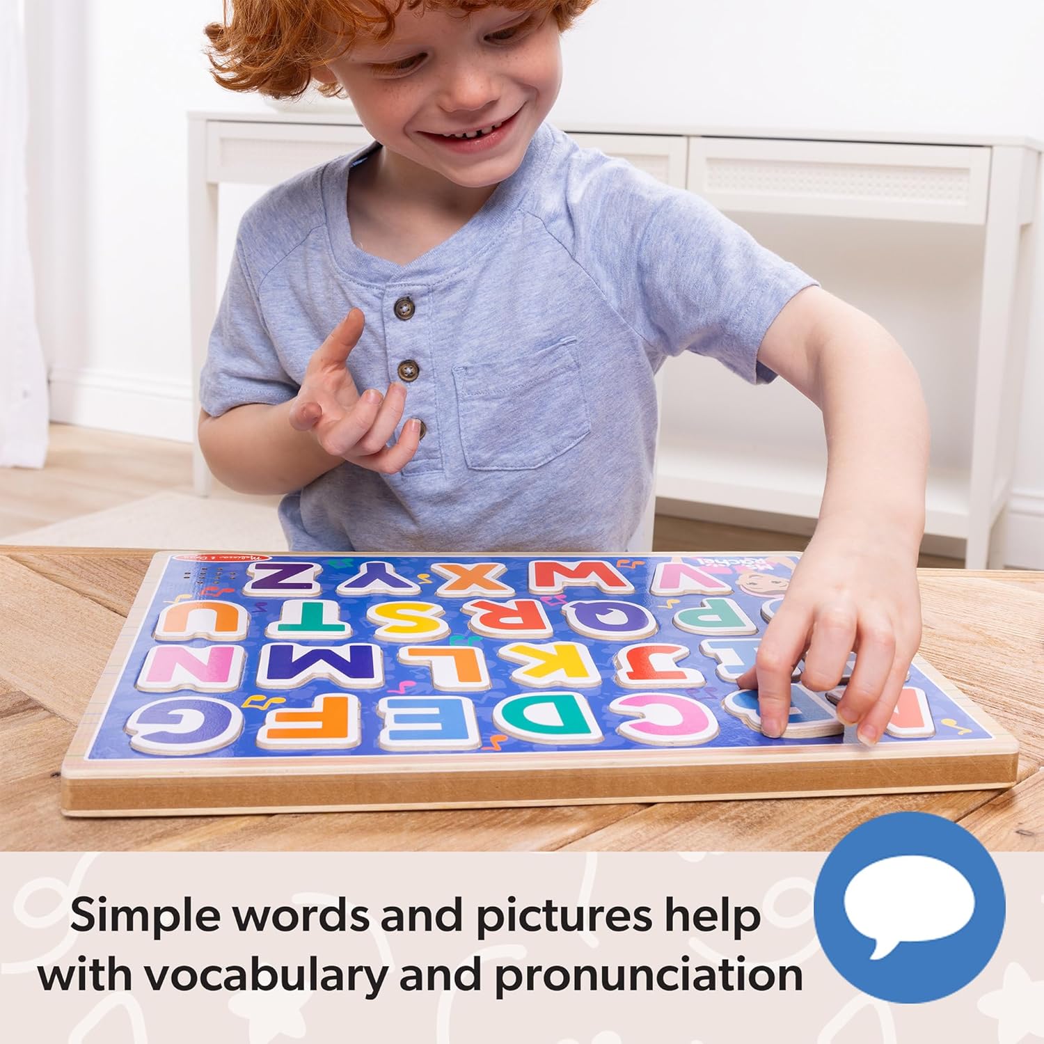 Melissa & Doug Ms Rachel Wooden Phonics Alphabet Sound Puzzle, 24-Piece Toddler Toys for Boys and Girls Ages 2+ Years