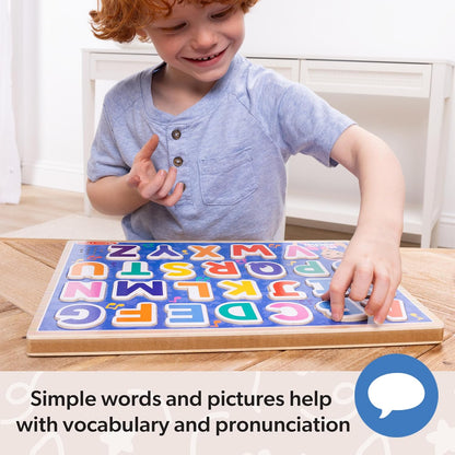 Melissa & Doug Ms Rachel Wooden Phonics Alphabet Sound Puzzle, 24-Piece Toddler Toys for Boys and Girls Ages 2+ Years