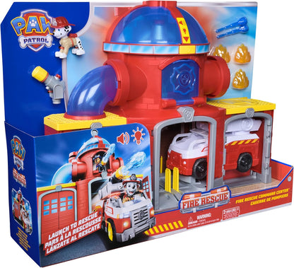 PAW Patrol Fire Rescue Command Center with Marshall Figure, Rescue Fire Truck, Lights, Launcher and Sound Fx, Kids Toys for Boys & Girls Ages 3 and Up