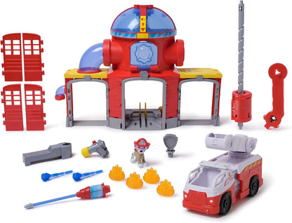 PAW Patrol Fire Rescue Command Center with Marshall Figure, Rescue Fire Truck, Lights, Launcher and Sound Fx, Kids Toys for Boys & Girls Ages 3 and Up