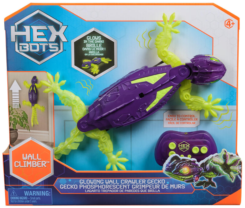 HEX BOTS Glow-in-the-Dark Gecko, Rechargeable Remote Control Robot Kids Toys, Climbs up Walls for Prank Toys & Games, RC Robot for Boys & Girls Ages 4 & Up