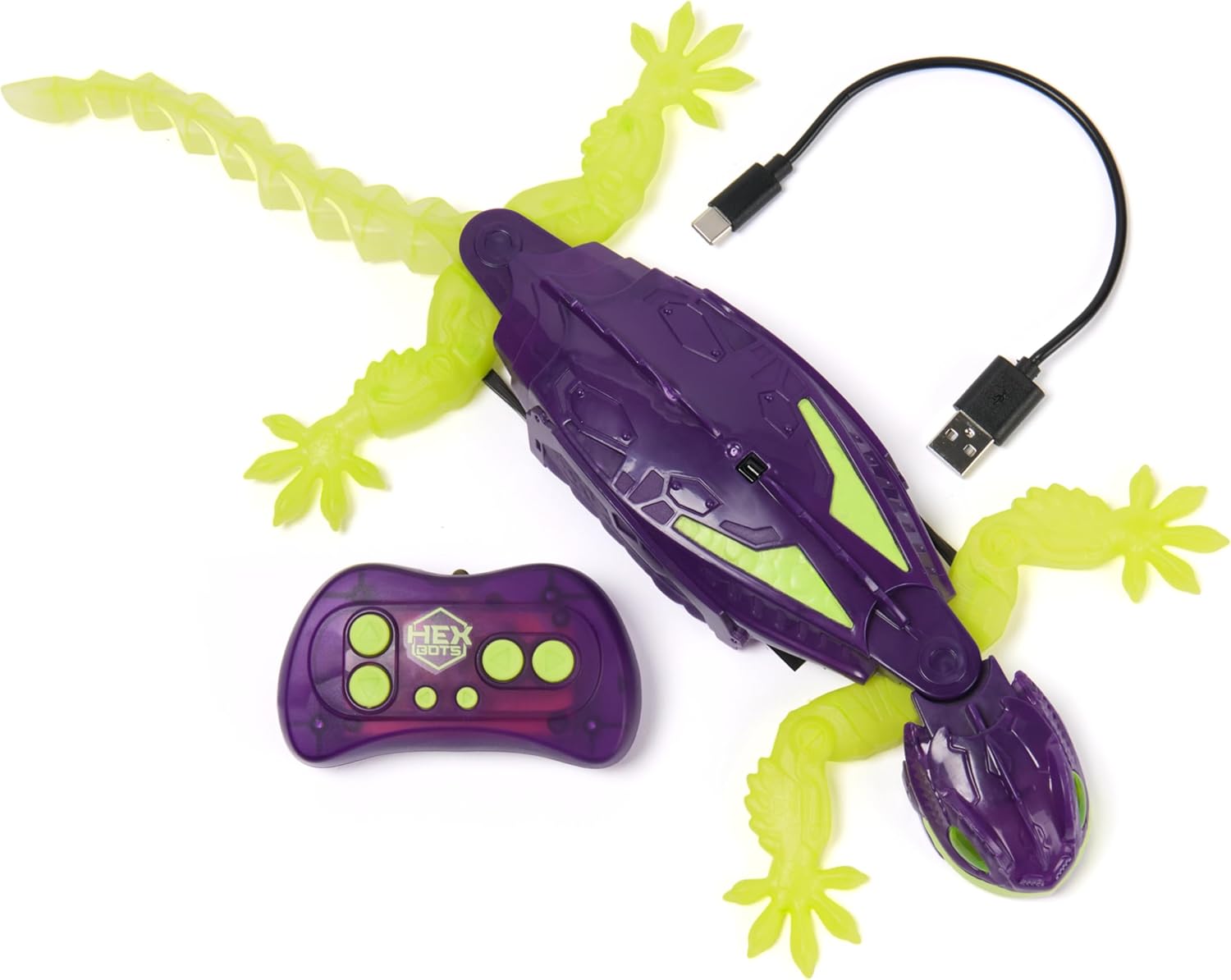 HEX BOTS Glow-in-the-Dark Gecko, Rechargeable Remote Control Robot Kids Toys, Climbs up Walls for Prank Toys & Games, RC Robot for Boys & Girls Ages 4 & Up