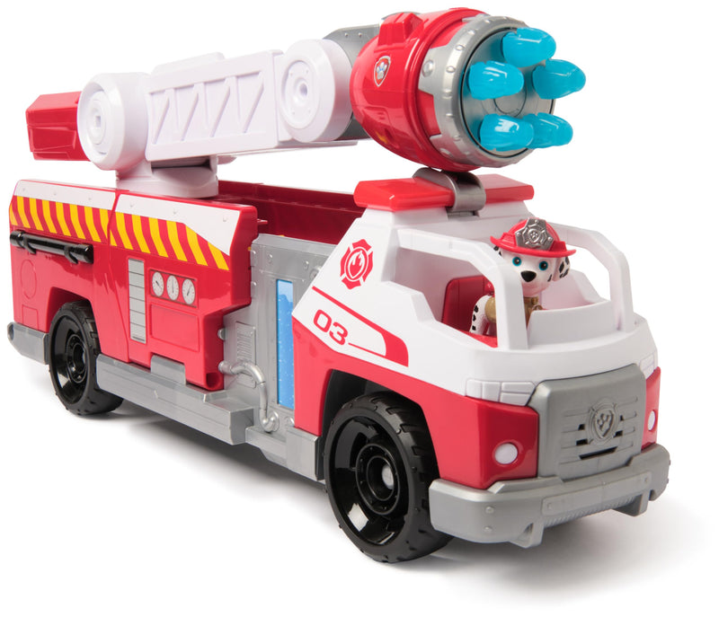 Paw Patrol Fire Rescue: Rapid Reload Fire Truck with Marshall Figure, Quick-Fire Launcher, Lights and Sounds, Kids Toys for Boys and Girls Ages 3 and Up