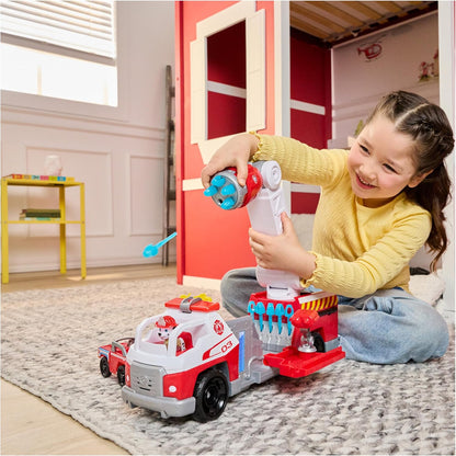 Paw Patrol Fire Rescue: Rapid Reload Fire Truck with Marshall Figure, Quick-Fire Launcher, Lights and Sounds, Kids Toys for Boys and Girls Ages 3 and Up