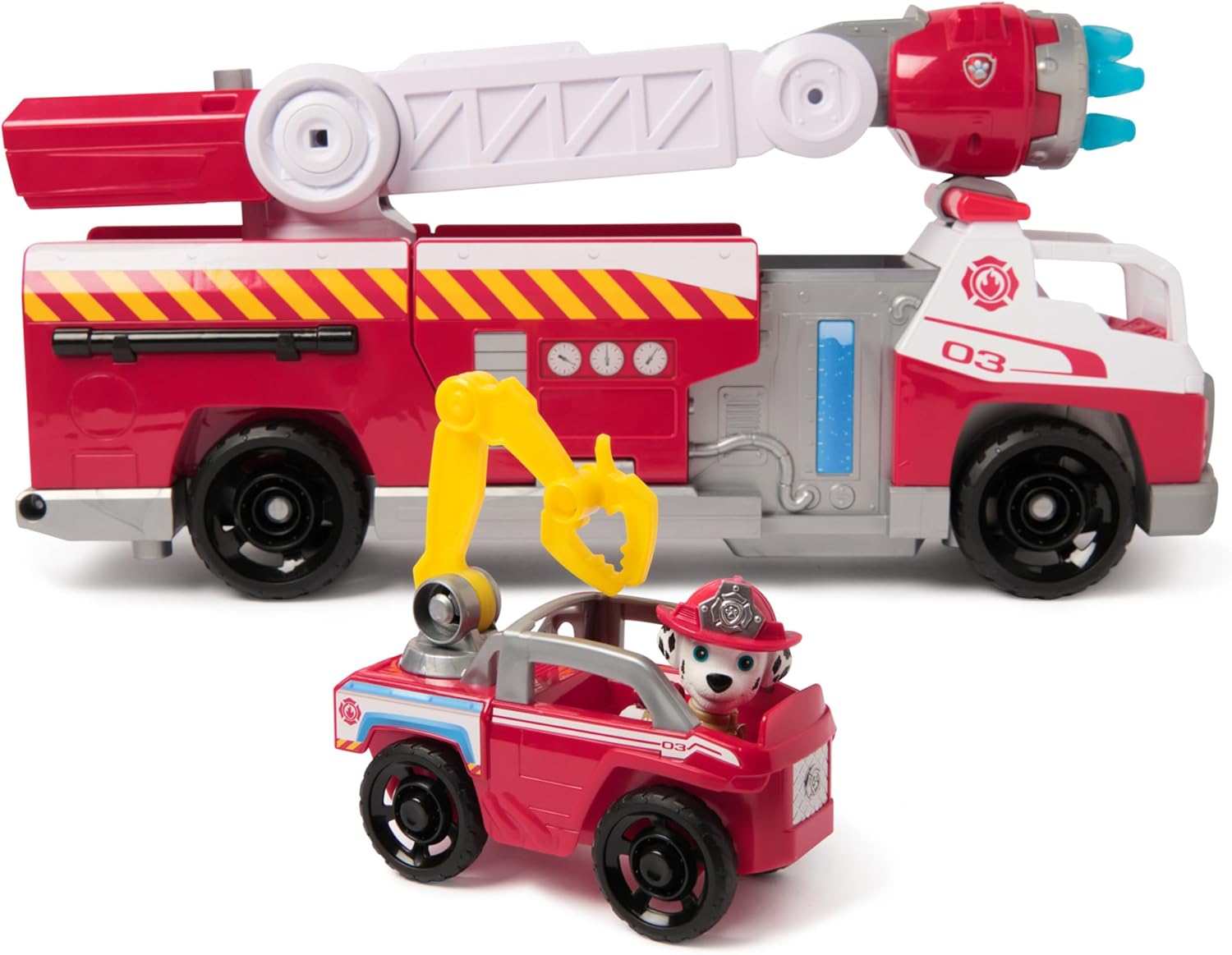 Paw Patrol Fire Rescue: Rapid Reload Fire Truck with Marshall Figure, Quick-Fire Launcher, Lights and Sounds, Kids Toys for Boys and Girls Ages 3 and Up