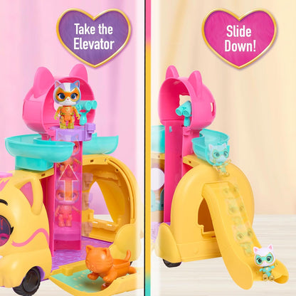 Disney Junior SuperKitties Purr ‘N’ Go, Spielset mit Licht- und Soundeffekten, 12-teilig, bewegliche Figuren