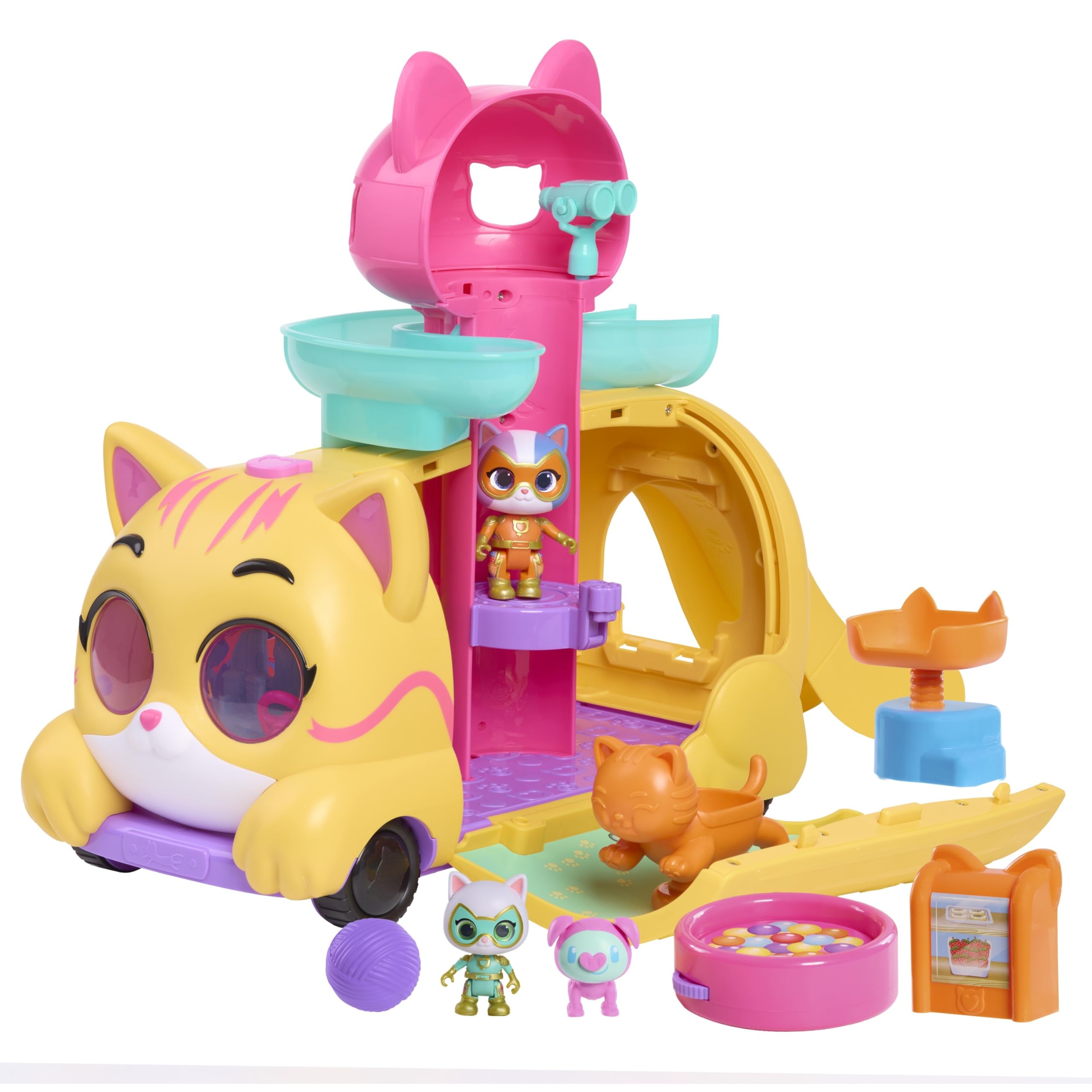 Disney Junior SuperKitties Purr ‘N’ Go, Spielset mit Licht- und Soundeffekten, 12-teilig, bewegliche Figuren