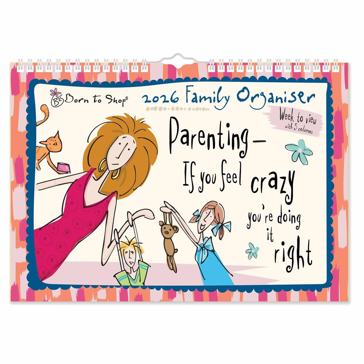2026 Born to Shop A4 Family Planner Organiser Wall Calendar