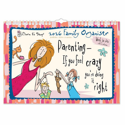 2026 Born to Shop A4 Family Planner Organiser Wall Calendar