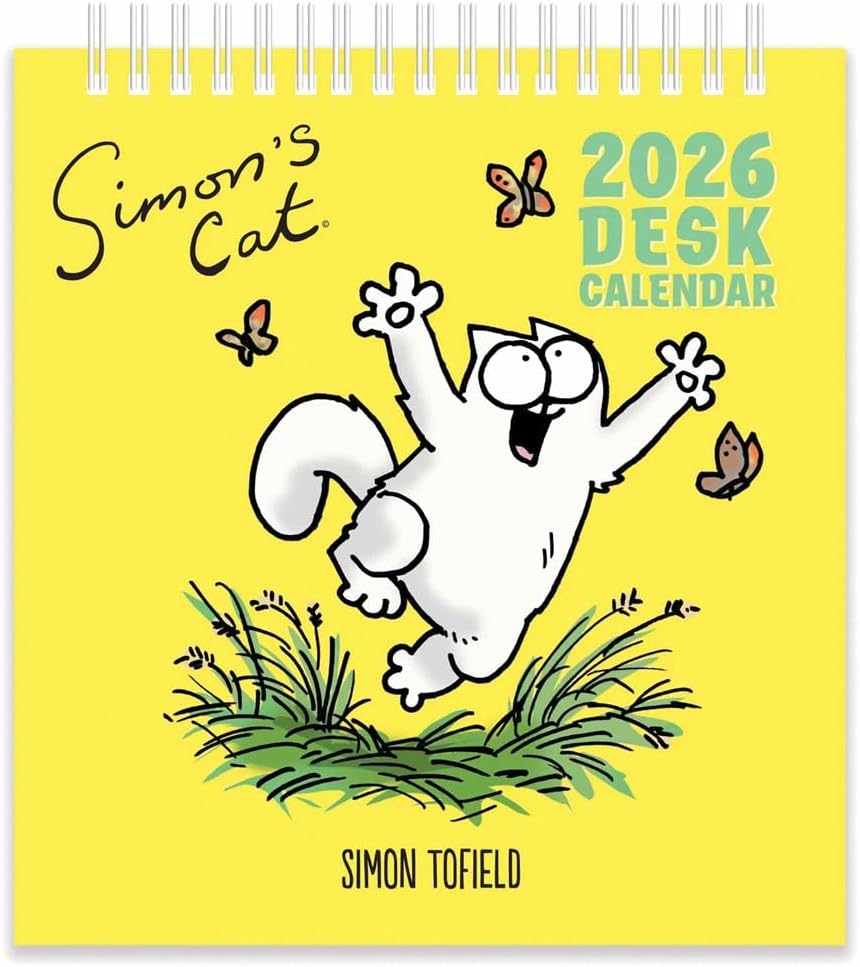 2026 Simon's Cat Desk Calendar Month to View Layout by Portico Designs Ltd