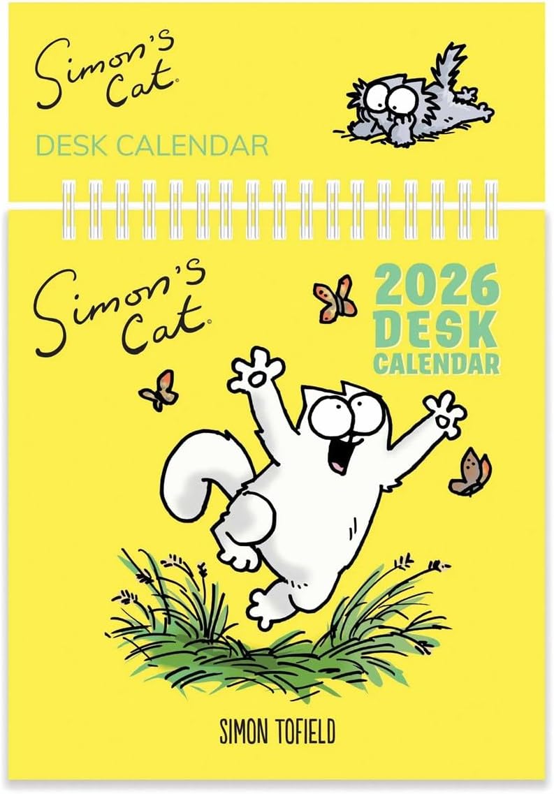 2026 Simon's Cat Desk Calendar Month to View Layout by Portico Designs Ltd