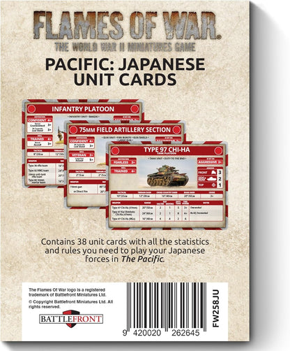 Battlefront Miniatures Flames of War Mid War Pacific Japanese Unit Cards