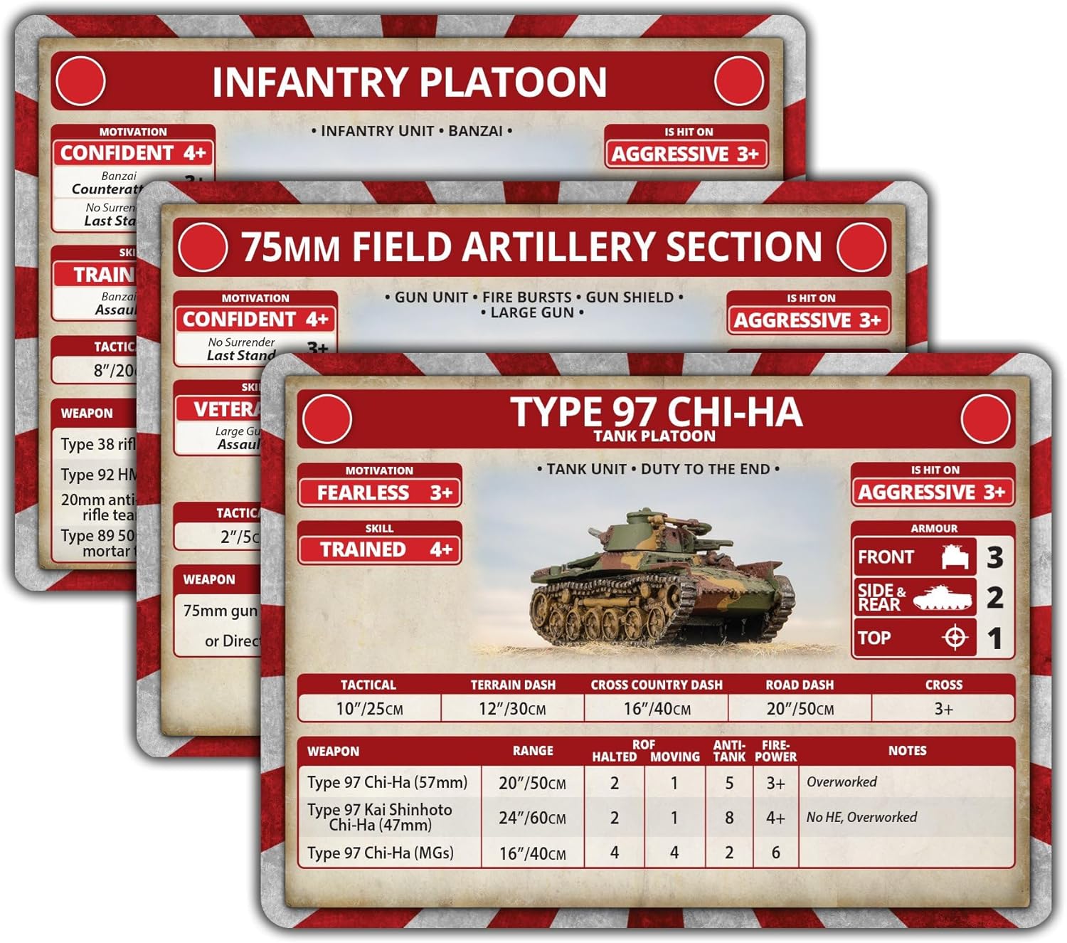 Battlefront Miniatures Flames of War Mid War Pacific Japanese Unit Cards