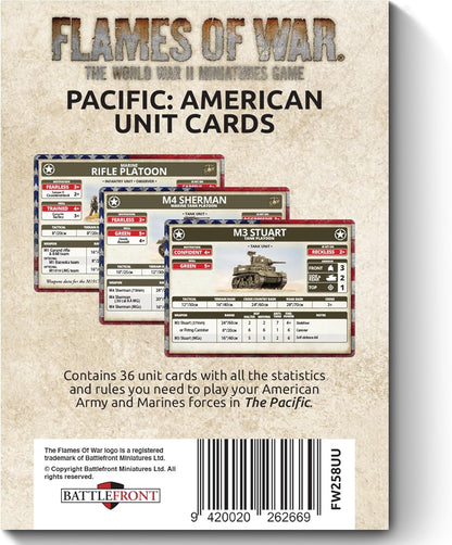 Battlefront Miniatures Flames of War The Pacific: American Unit Cards