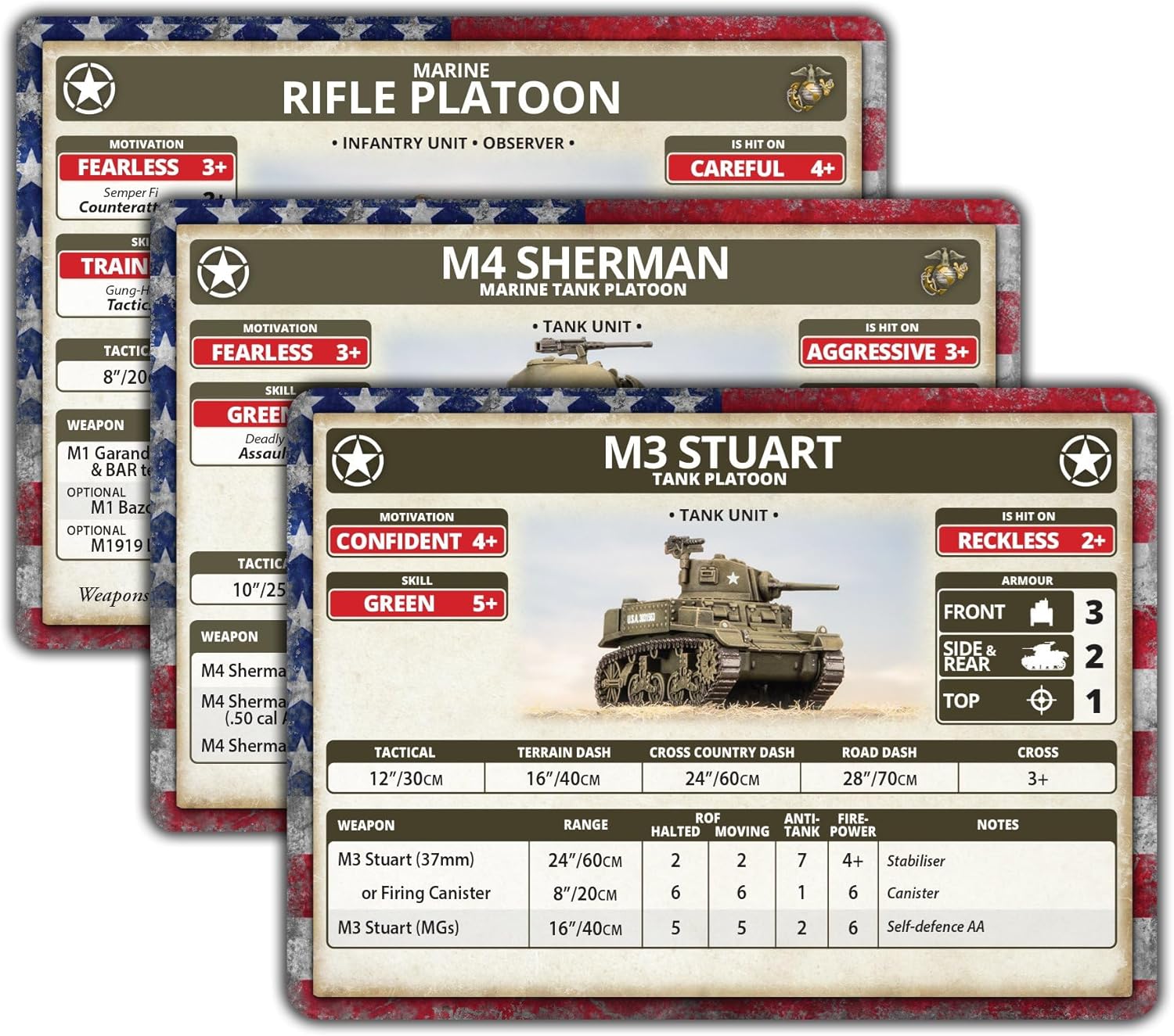Battlefront Miniatures Flames of War The Pacific: American Unit Cards