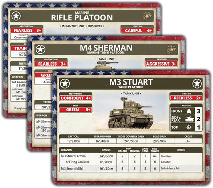 Battlefront Miniatures Flames of War The Pacific: American Unit Cards