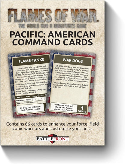 Battlefront Miniatures Flames of War The Pacific: American Command Cards