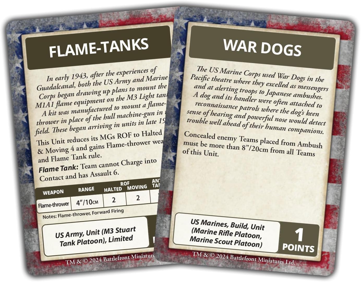 Battlefront Miniatures Flames of War The Pacific: American Command Cards