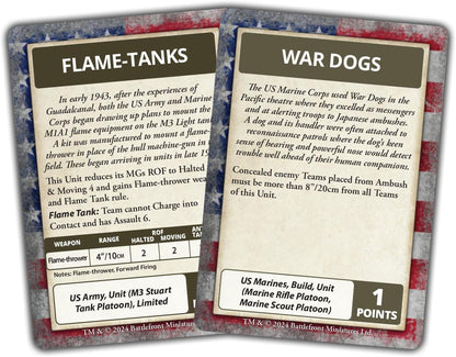 Battlefront Miniatures Flames of War The Pacific: American Command Cards