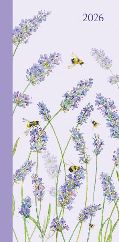 Carousel Worldwide Lavender 2026 Deluxe Slim Diary Planner – Week-to-View Pocket Diary, Elegant Floral Cover, Organiser for Handbag or Jacket Pocket