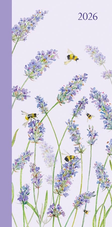 Carousel Worldwide Lavender 2026 Deluxe Slim Diary Planner – Week-to-View Pocket Diary, Elegant Floral Cover, Organiser for Handbag or Jacket Pocket