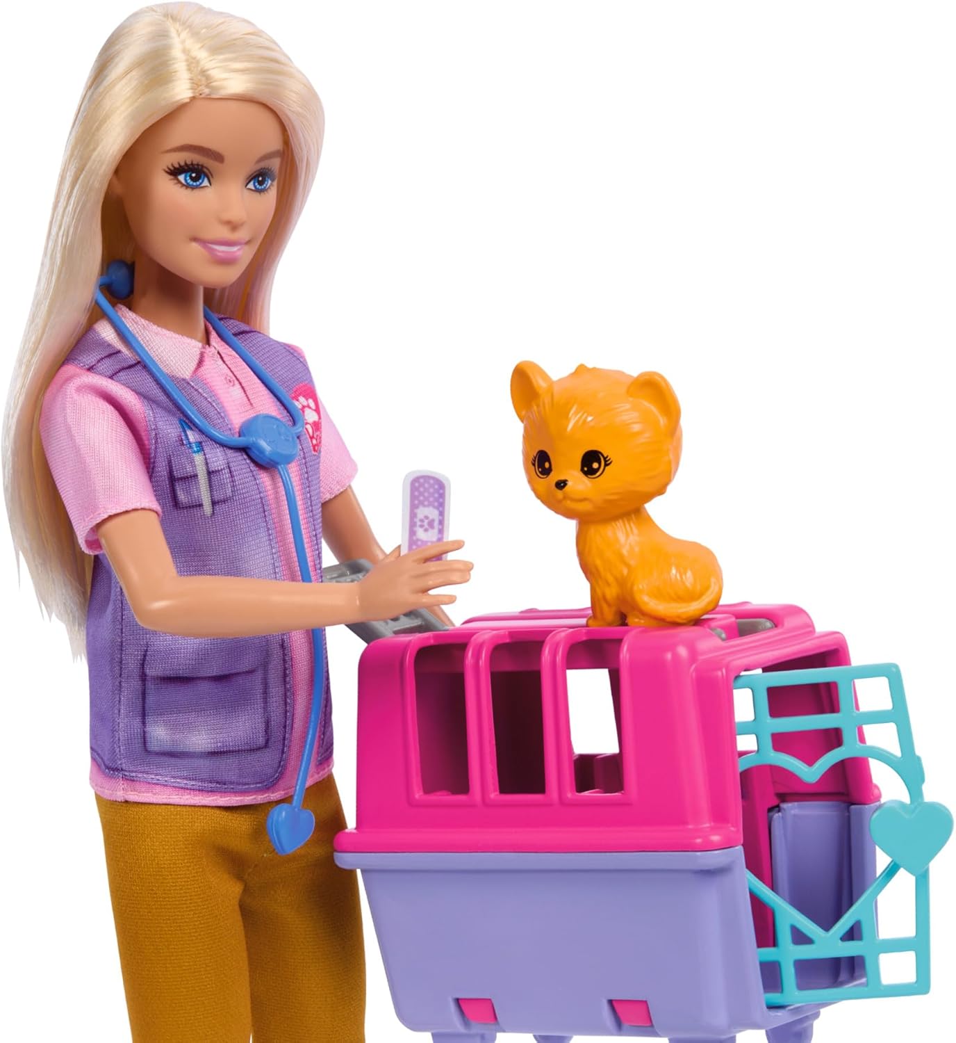 Barbie Careers Doll & Accessories, Animal Rescue & Recovery Playset with Blonde Doll, Baby Monkey & Tiger Figures, Carrier & More, HRG50