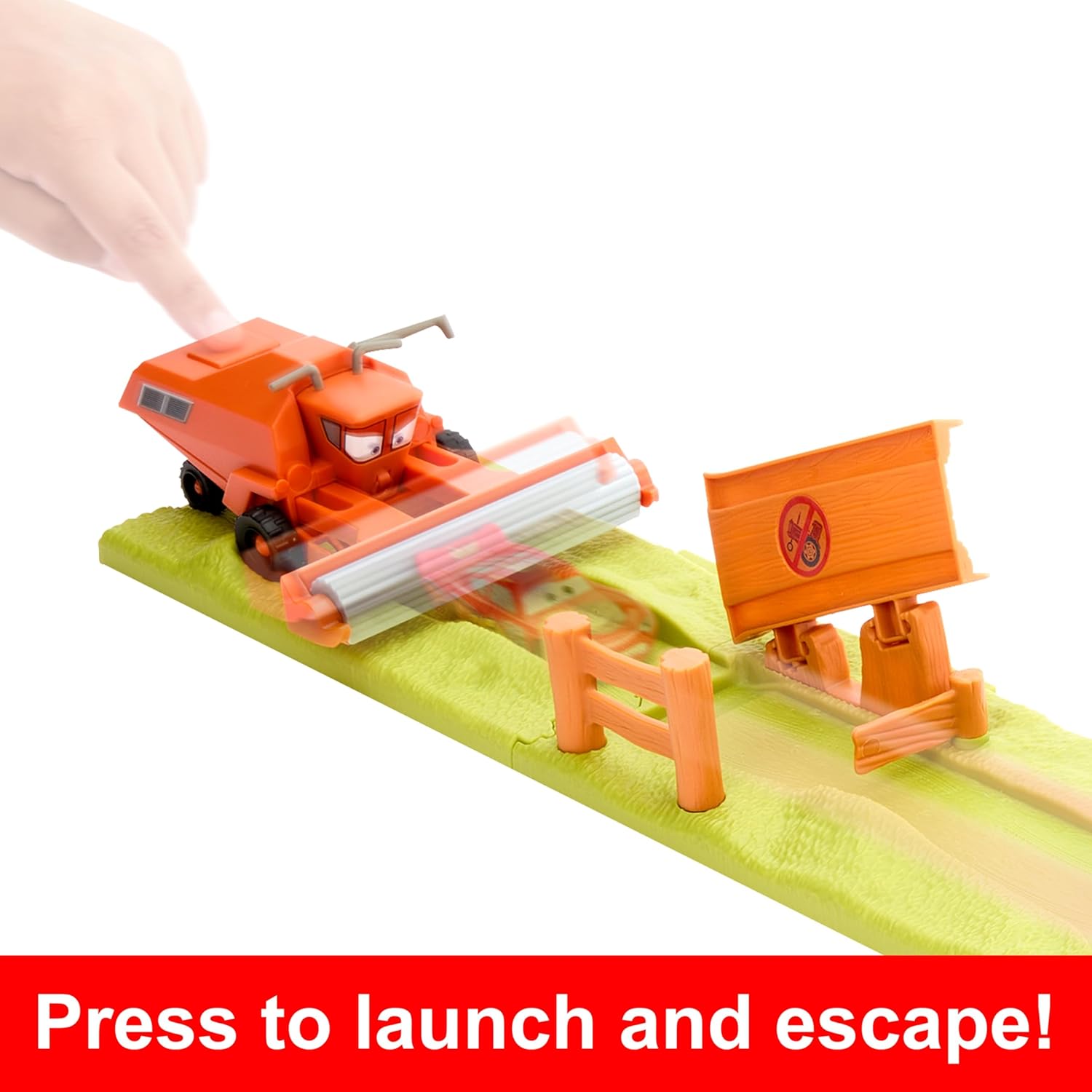 Mattel Disney en Pixar Cars Speelset met 3 speelgoedauto's en 2 manieren om te spelen, Ontsnap-aan-Frank en Stuntrace speelset met Bliksem McQueen, HRX48