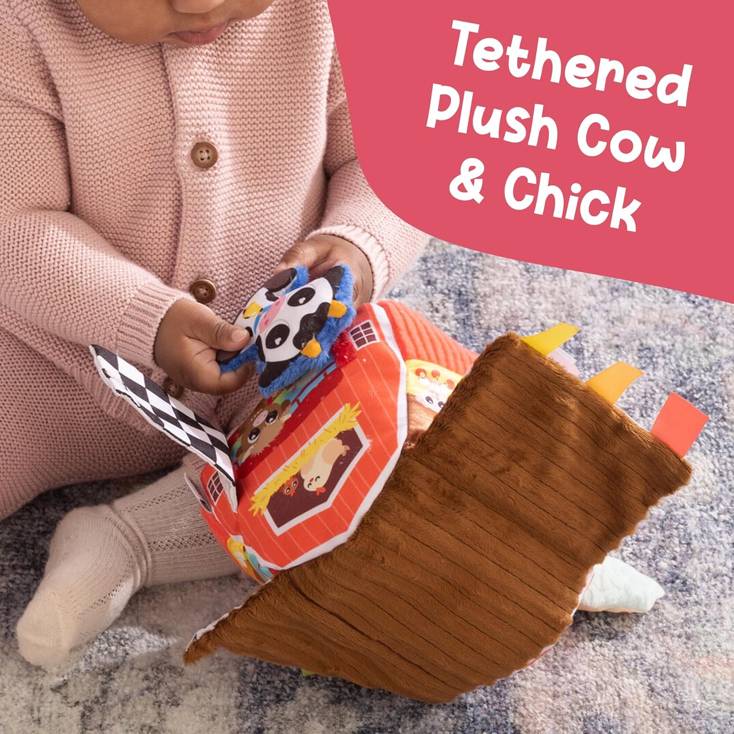Lamaze Peek-a-Moo Friendly Barn Sensory Educational Toy with Plush Toys and Soft Barn, High Contrast Patterns and Bright Colours, Farm Toy for Babies