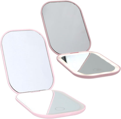 Topmodel - Foldable Pocket Mirror With Led - Pink