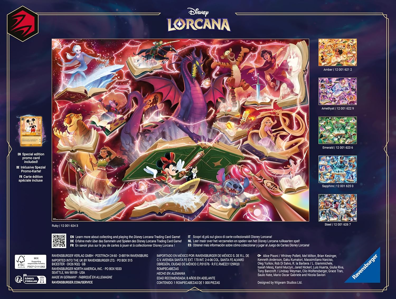 Erwachsenenpuzzle 1000 Teile - Disney Lorcana - Glimmers of The Realm: Ruby
