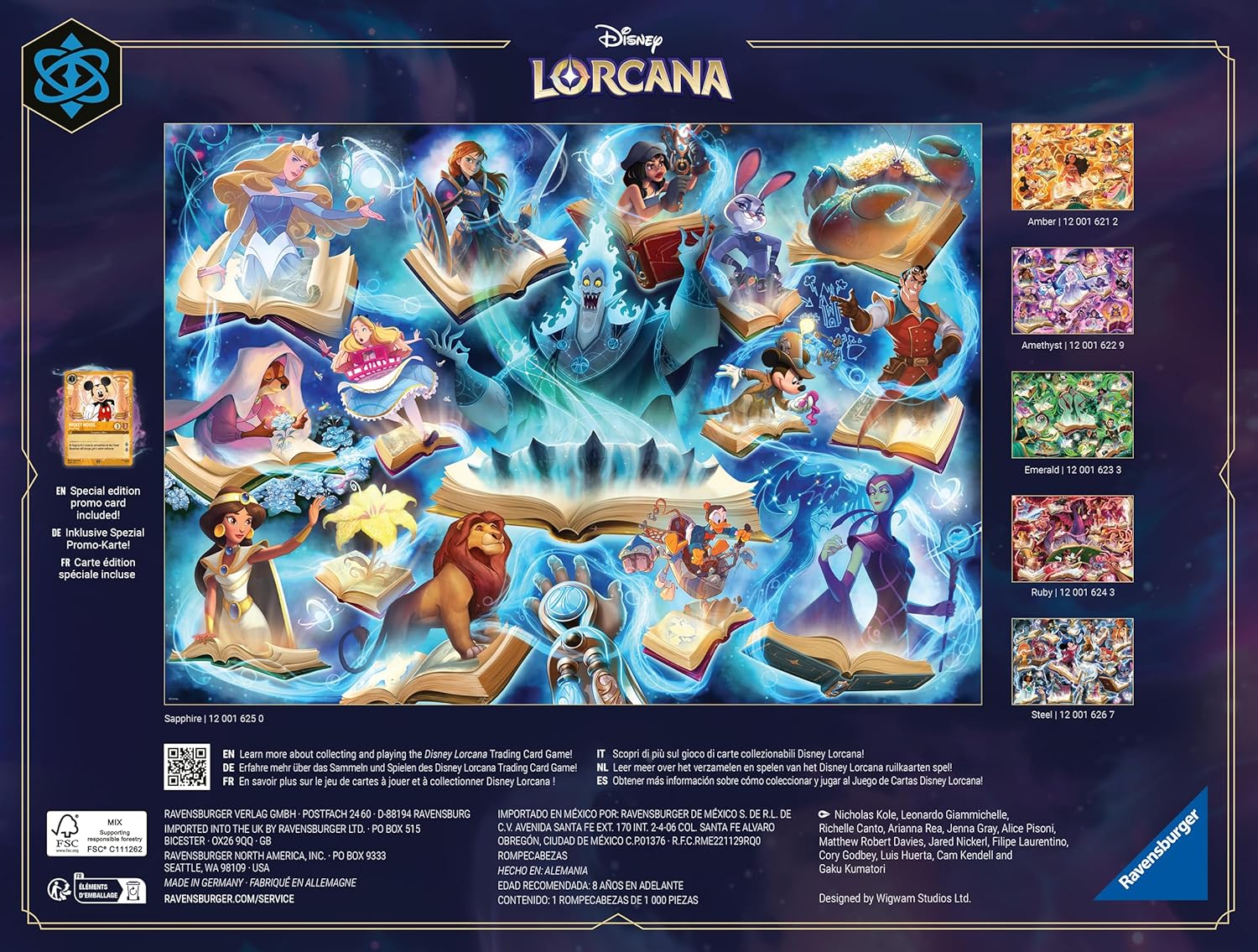 Erwachsenenpuzzle 1000 Teile - Disney Lorcana - Glimmers of The Realm: Sapphire