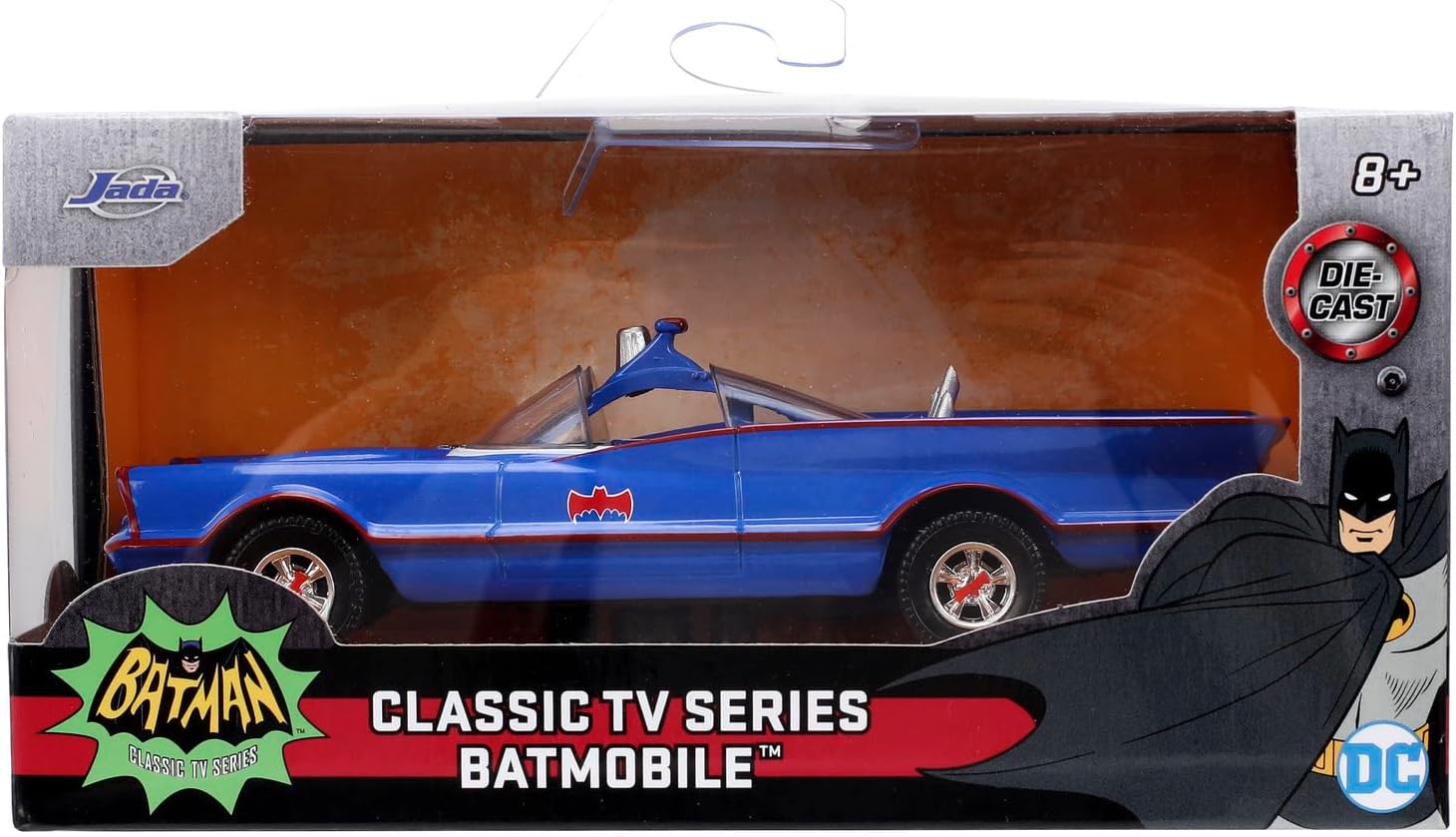 Jada Toys Batman 1966 Batmobile 1:32 - Classic TV Series Modellino Auto Die-Cast, ruota libera con porte aperte