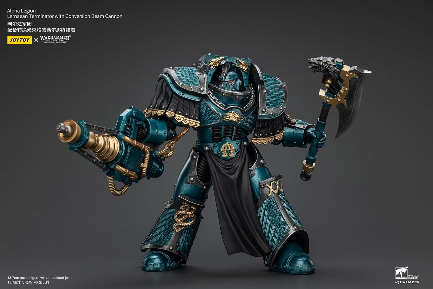 JOYTOY Warhammer The Great Back of Horus Alpha Legion Lernian Terminator (Equipped with Conversion Beam Cannon), Action Figure, Complete Figure