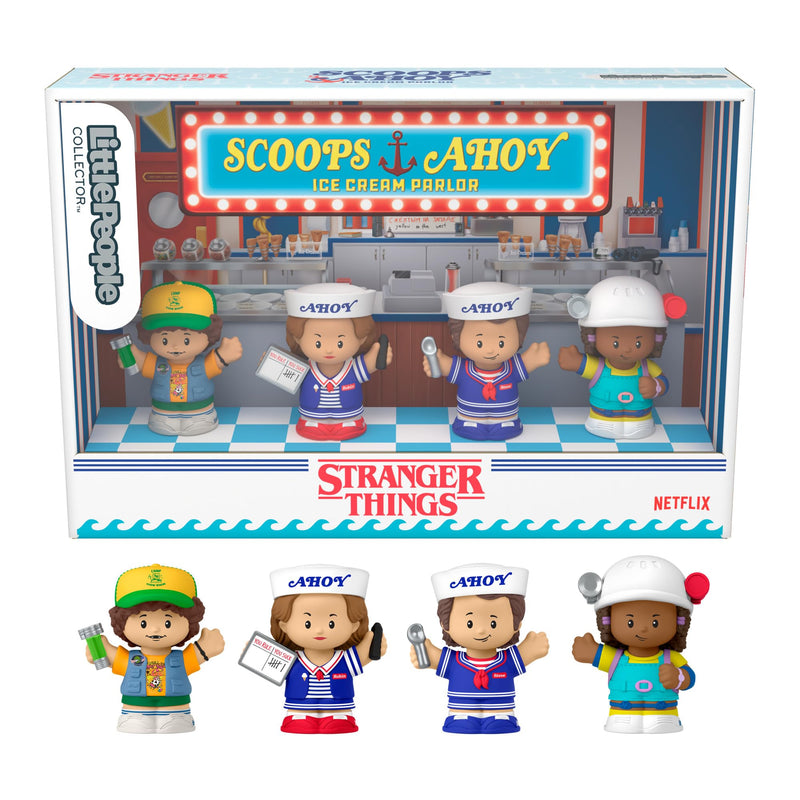 Little People Collector - Stranger Things: Truppa dei Coni, set in Edizione Speciale ispirato alla serie Netflix, 4 personaggi e confezione da esposizione, giocattolo da collezione, 13+ anni, HVG76