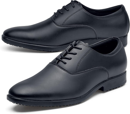 Shoes for Crews Ambassador II - Comfortable Work Shoes Made of Leather, Padded Insoles, Slip-Resistant Outsole, Classic Style for The Office, OB SR - for Men Black