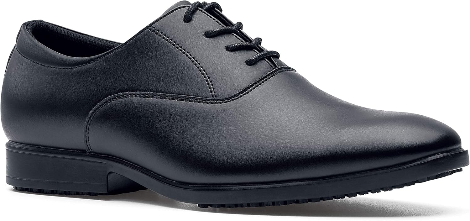 Shoes for Crews Ambassador II - Comfortable Work Shoes Made of Leather, Padded Insoles, Slip-Resistant Outsole, Classic Style for The Office, OB SR - for Men Black