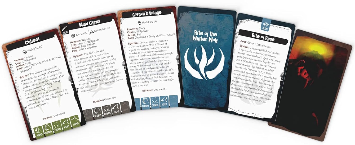 Renegade Games: Werewolf: The Apocalypse Gift & Rite Deck - Reference Card Expansion, All of The Gifts & Rites from The Core Rules, RPG Accessory