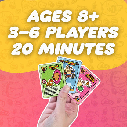 Pizza Thief Fun Card Game – Build the Perfect Pizza Party & Betray Your Friends | Fast-Paced Strategy Game for 3-6 Players, Ages 8+ | 48 Cards, Pizza Party Card & Timer Included