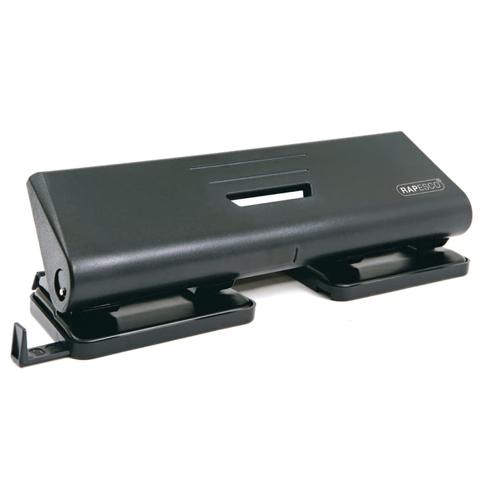 Rapesco PF75P0B1 75-P 4-Hole Punch, 16 Sheet Capacity, Black