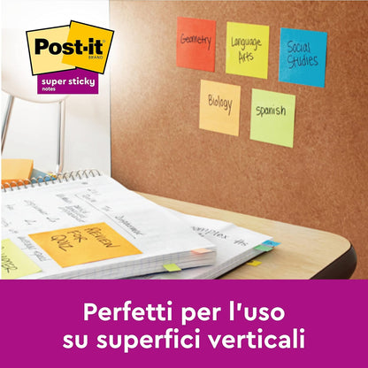 Post-it Super Sticky Notes Pads, 90 Sheets per Pad, 76 mm x 76 mm, Green, Pink, Blue, Orange Colors - Extra Sticky Notes for Note Taking, to Do Lists & Reminders, 24 Count (Pack of 1