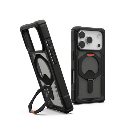 URBAN ARMOR GEAR UAG Designed for iPhone 17 Pro Case with Kickstand Plasma XTE - Compatible with MagSafe Transparent Military Grade Protective Cover, Black/Pop Orange
