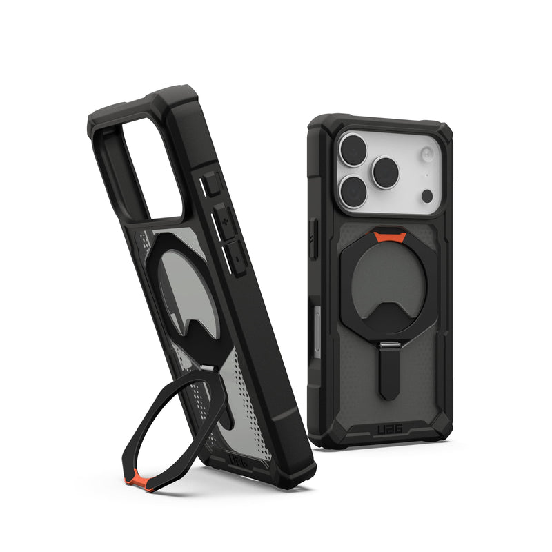 URBAN ARMOR GEAR UAG Designed for iPhone 17 Pro Case with Kickstand Plasma XTE - Compatible with MagSafe Transparent Military Grade Protective Cover, Black/Pop Orange