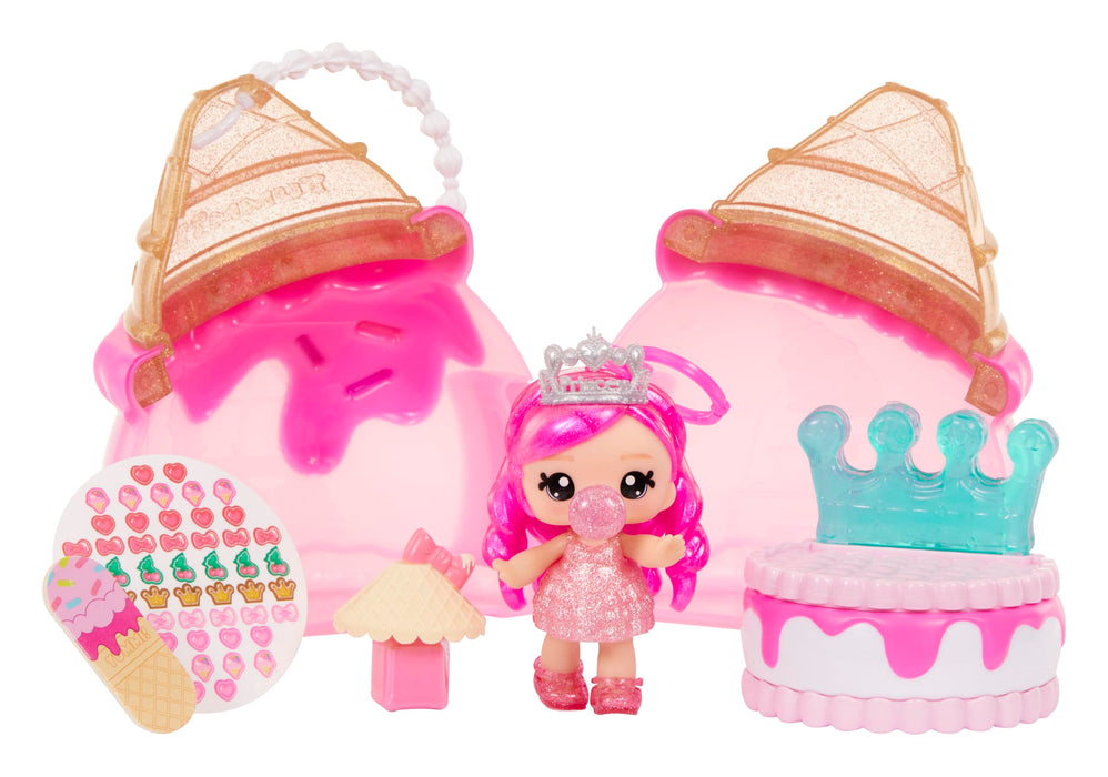 Yummiland Beauty Bag Playset + Lip Gloss Doll - Ice Cream Bag - Includes Bianca Bubblegum Exclusiva, Esmalte + Pegatinas de Uñas, Manicura, Juego de Muñecas, Juego de Cosmética, para Niños 4+ Años