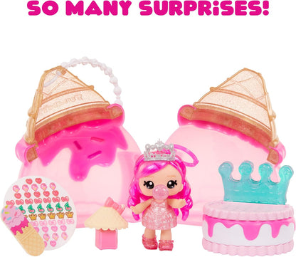 Yummiland Beauty Bag Playset + Lip Gloss Doll - Ice Cream Bag - Includes Bianca Bubblegum Exclusiva, Esmalte + Pegatinas de Uñas, Manicura, Juego de Muñecas, Juego de Cosmética, para Niños 4+ Años