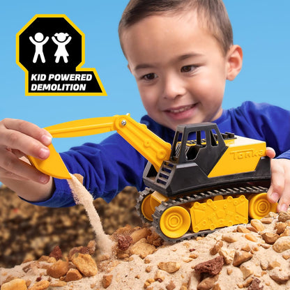 Basic Fun Tonka Mini Steel Classics Excavator – Steel Construction, Movable Grapple Bucket, Rolling Treads, Classic Yellow Design – Perfect for Kids 3+