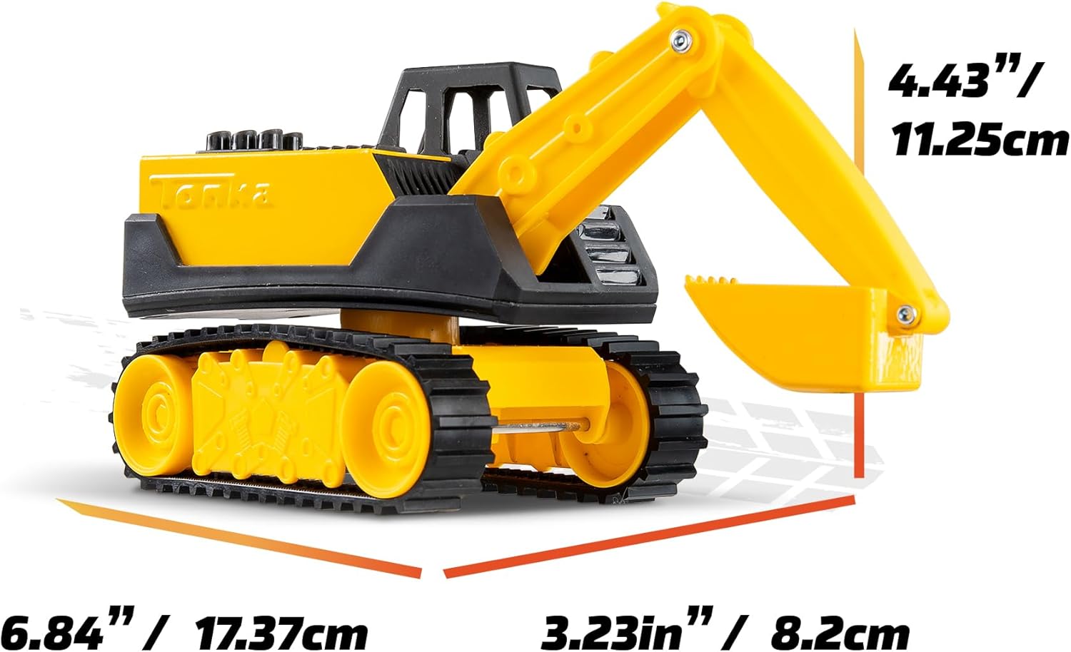 Basic Fun Tonka Mini Steel Classics Excavator – Steel Construction, Movable Grapple Bucket, Rolling Treads, Classic Yellow Design – Perfect for Kids 3+