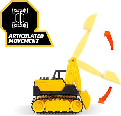 Basic Fun Tonka Mini Steel Classics Excavator – Steel Construction, Movable Grapple Bucket, Rolling Treads, Classic Yellow Design – Perfect for Kids 3+
