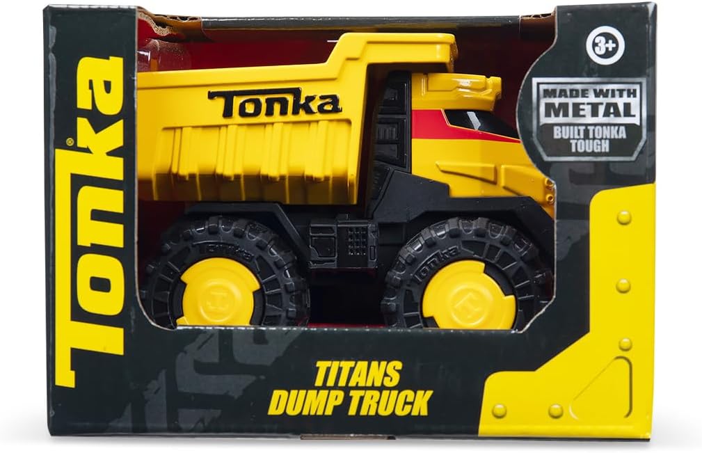 Basic Fun Tonka Steel Classics Titans Dump Truck – Stamped Steel Construction Toy with Working Dump Bed – Durable Outdoor Vehicle for Kids